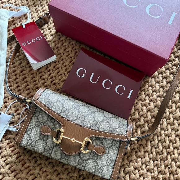 Authentic Gucci Brown and Beige Crossbody Bag - Picture 1 of 4